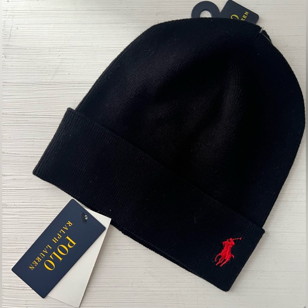 Polo by Ralph Lauren Black Beanie Cotton Hat